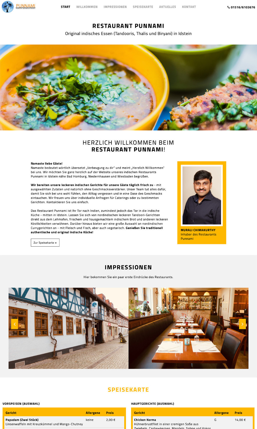 Referenz: Restaurant Punnami - Original indisches Essen in Idstein